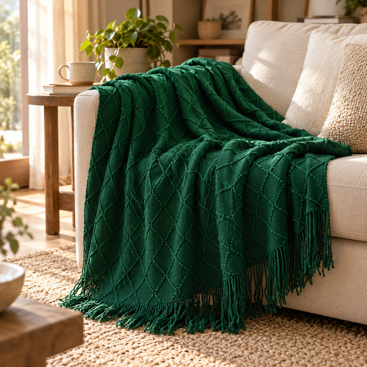 Luxury Knitted Farmhouse Style Throw Blanket