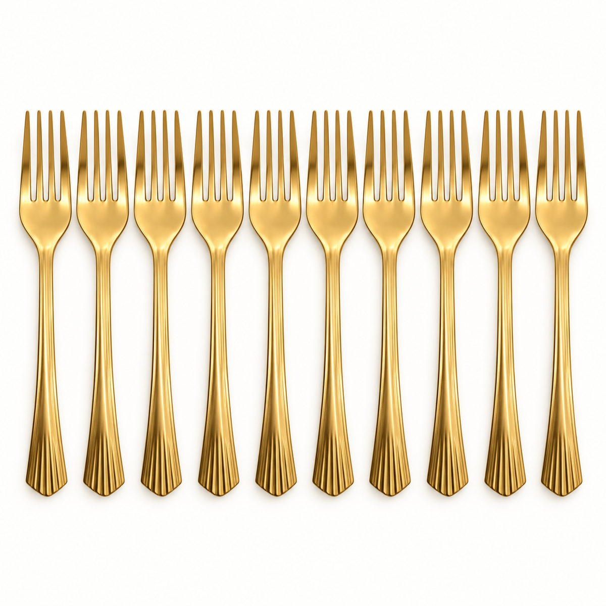 10 gold plastic forks for Christmas party tableware