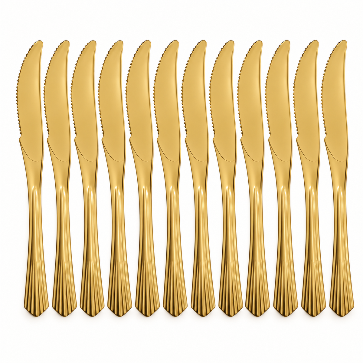 10 gold plastic knives for Christmas party tableware