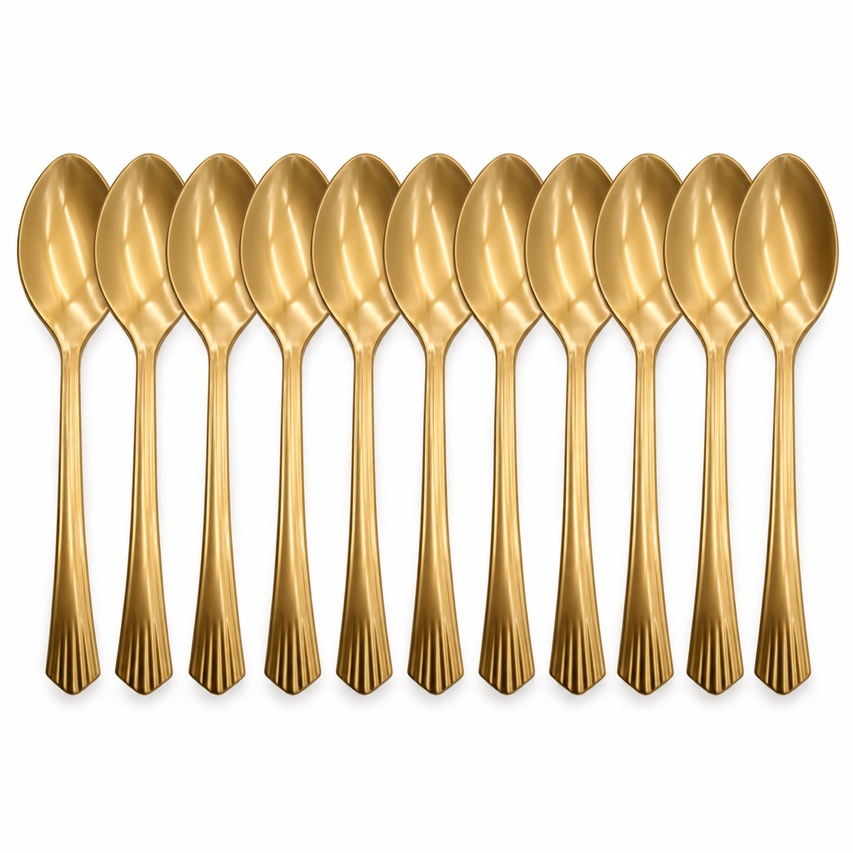 10 gold plastic spoons for Christmas party tableware