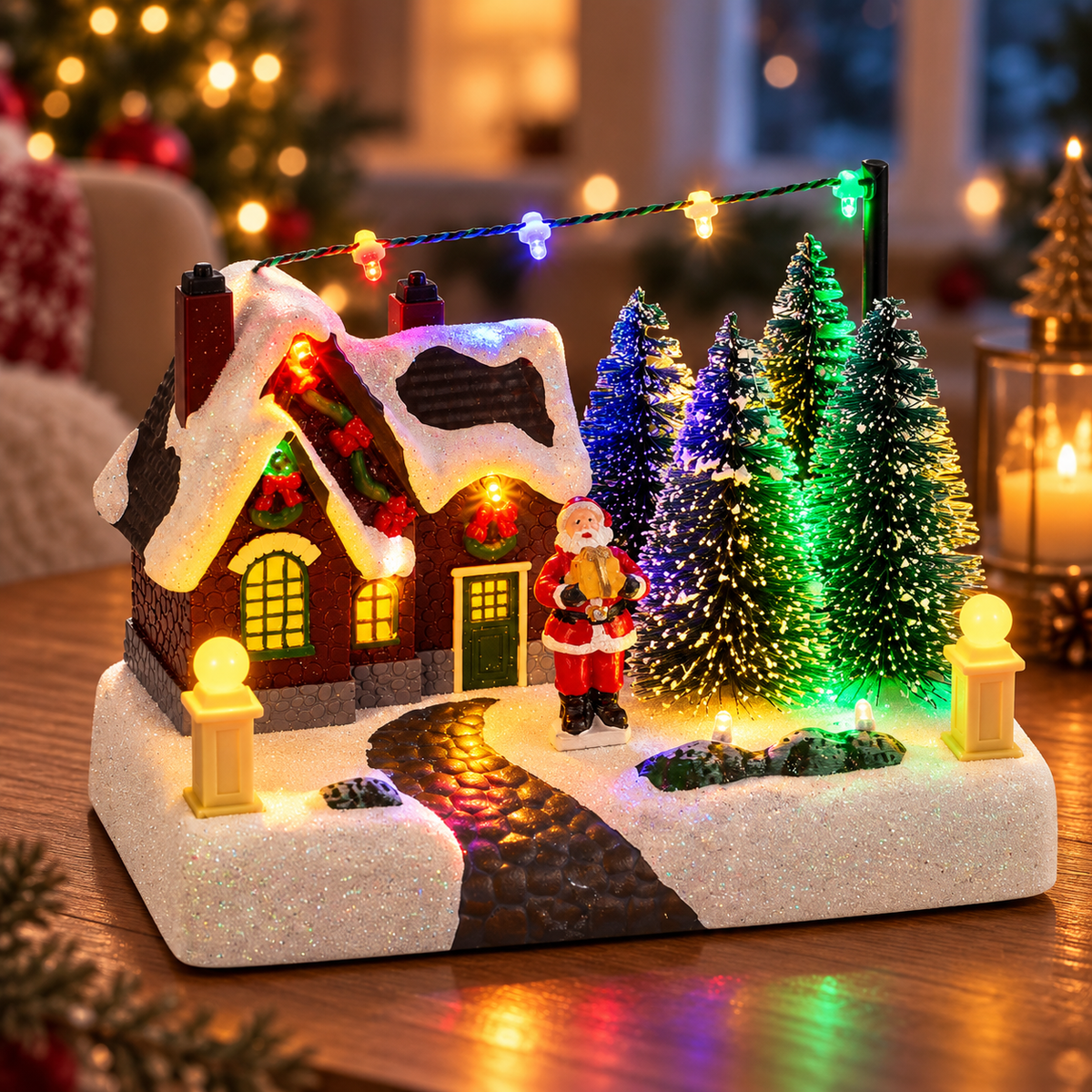 Christmas Village Scene with Lights