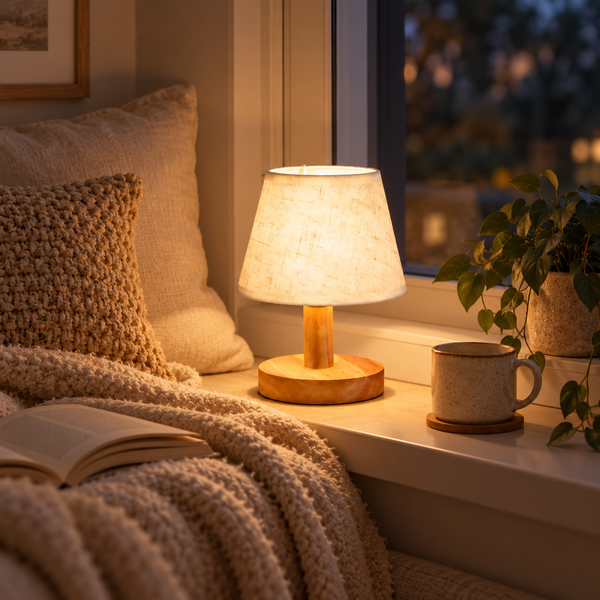 Mini Wooden Table Lamp